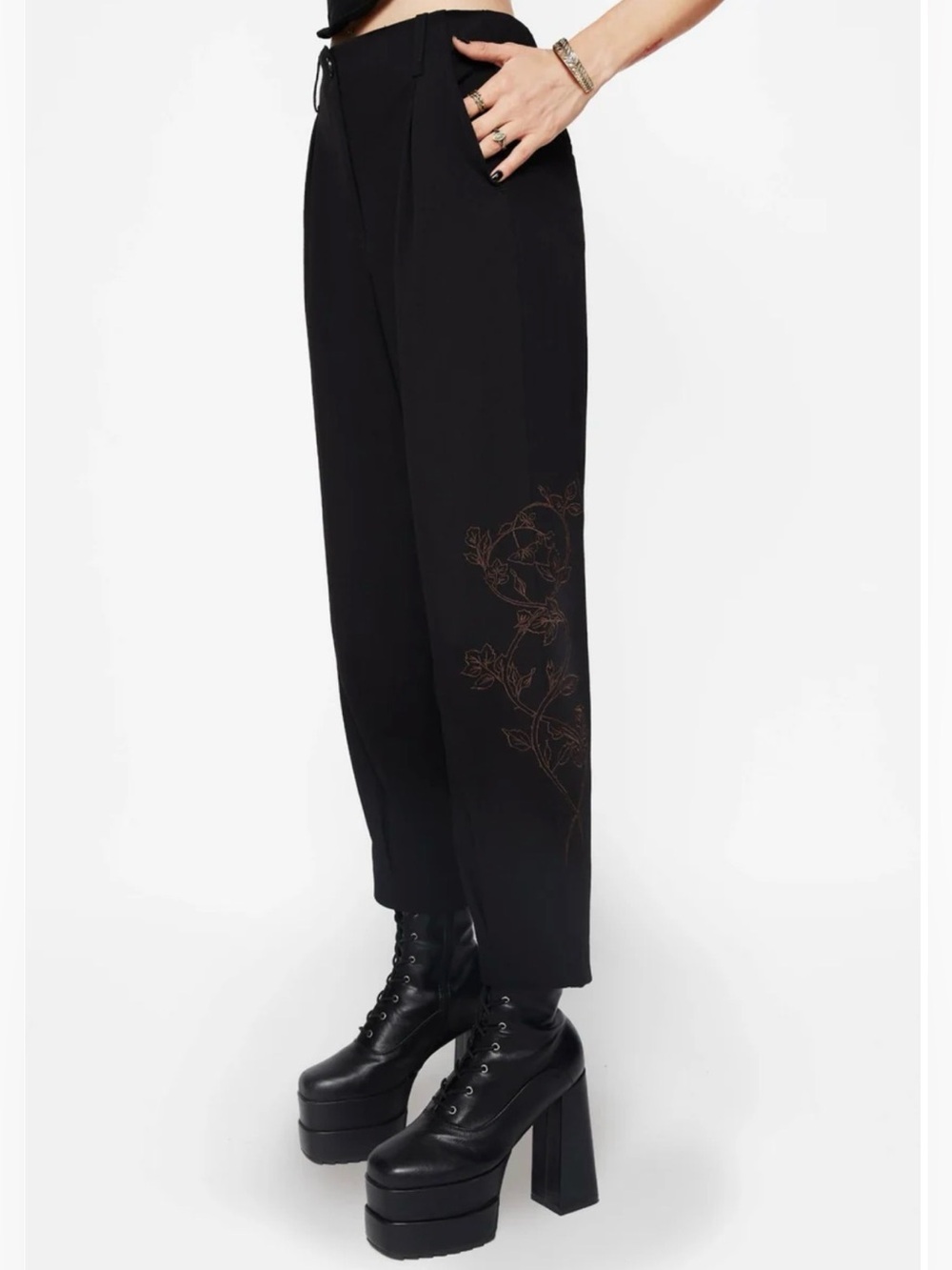 NWT Disturbia Renita Embroidered Tapered Tailored Trouser size US 12